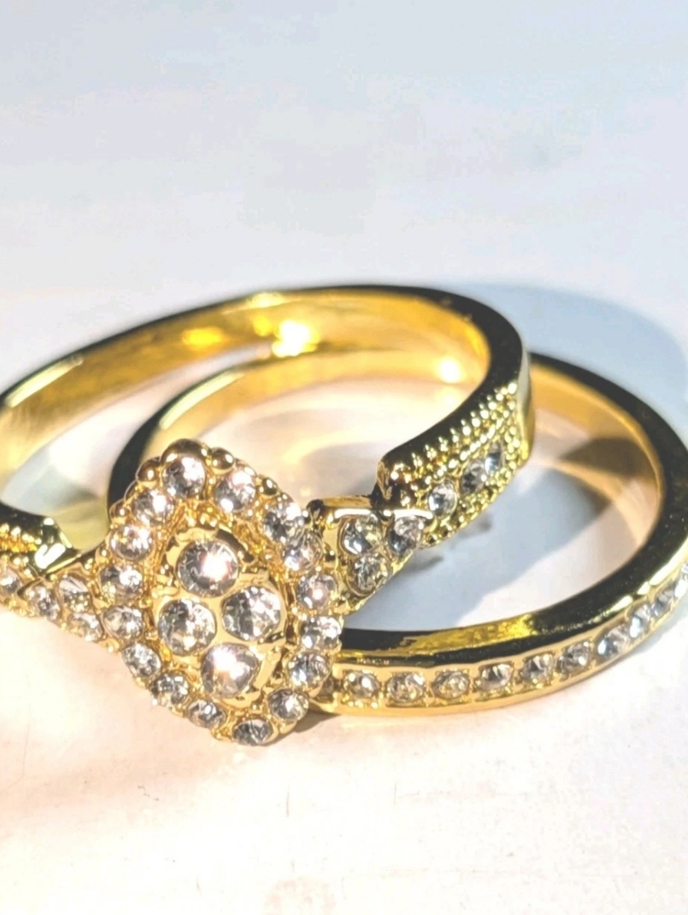 2Ct Two Piece Lab-Created Engagement Bridal Ring Set 14K Yellow Gold Plated Sz10